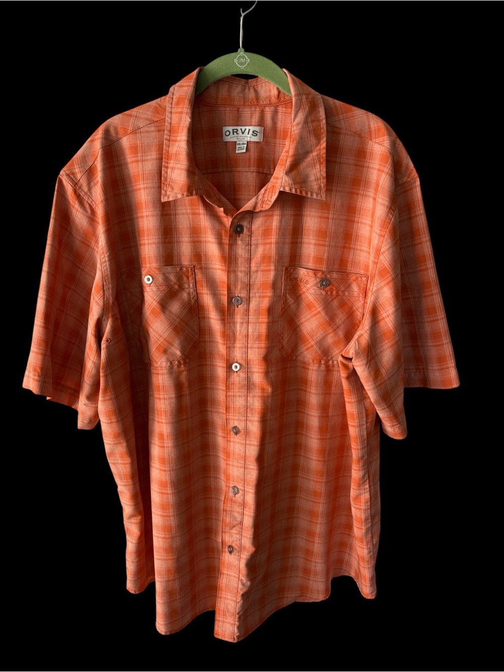 Orvis Orange Plaid Short-Sleeve Button-Up Shirt